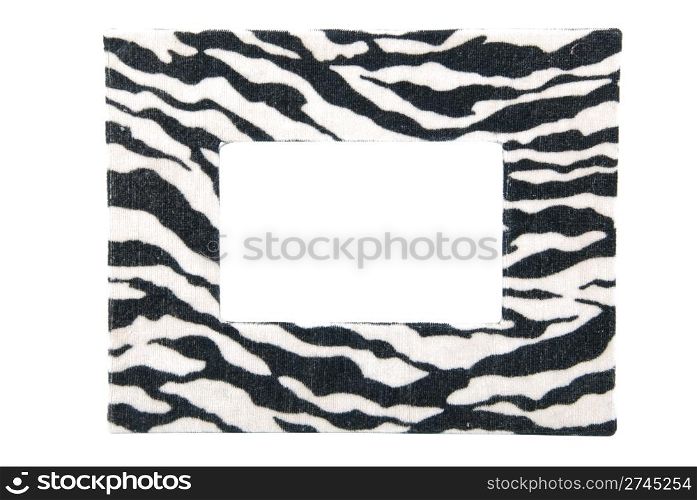 zebra fabric cloth photo-frame isolated on white background