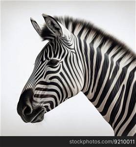Zebra Isolated on White Background. Generative ai. High quality illustration. Zebra Isolated on White Background. Generative ai