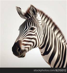 Zebra Isolated on White Background. Generative ai. High quality illustration. Zebra Isolated on White Background. Generative ai
