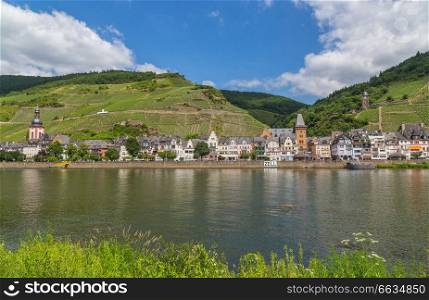Zell at the Moselle panorama.. Zell at the Moselle panorama