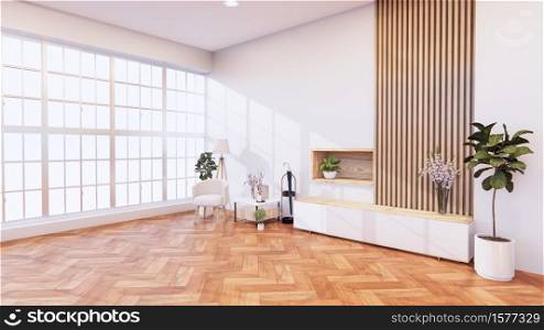 zen modern empty room,minimal design japanese style. 3d rendering