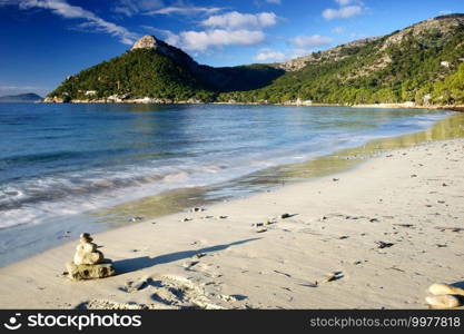 zen stones and formentor beach in Majorca Spain