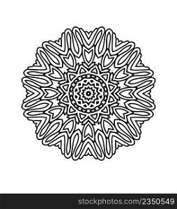 Zentangle art for coloring book. Ethnic fractal mandalas. Oriental black and white mandala