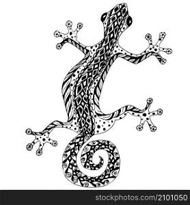 Zentangle stylized hand drawn lizard black and white hand drawn vector stock