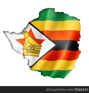 Zimbabwe flag map, three dimensional render, isolated on white