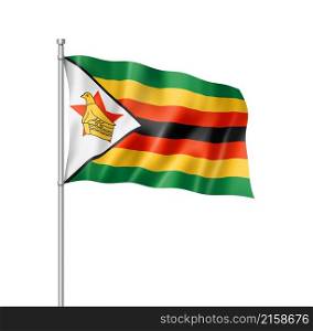 Zimbabwe flag, three dimensional render, isolated on white. Zimbabwe flag isolated on white