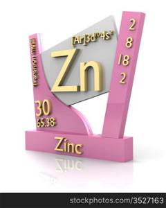 Zinc form Periodic Table of Elements - 3d made