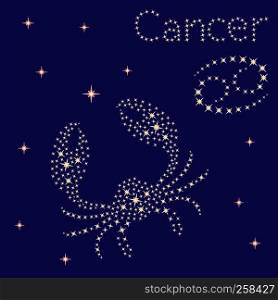 Zodiac sign Cancer on a background of the starry sky, vector illustration