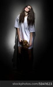 Zombie girl with teddy bear