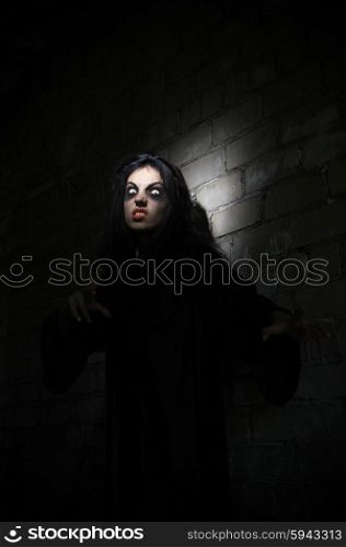 Zombie woman in the old house