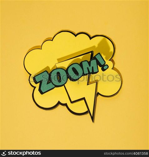 zoom phrase cartoon expression illustration speech bubble against yellow background