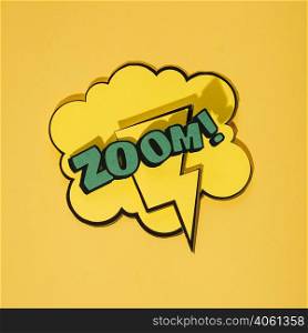 zoom phrase cartoon expression illustration speech bubble against yellow background