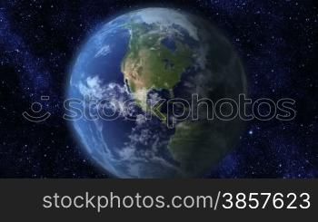 Zooming out from a tiny lady bug to a rotating earth in space. Satellite maps courtesy of http://visibleearth.nasa.gov/