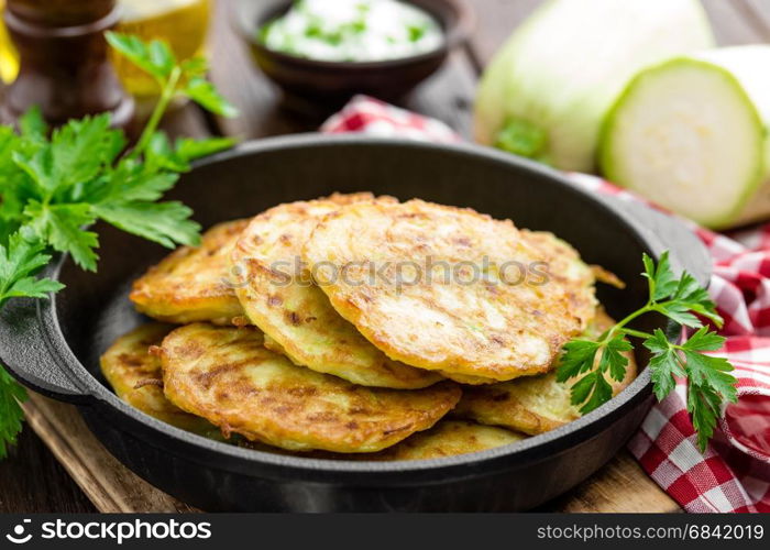 Zucchini fritters, vegetable pancakes