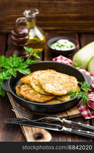 Zucchini fritters, vegetable pancakes