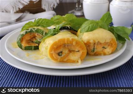 Zucchini rolls stuffed with spinach and cheese&#xA;&#xA;