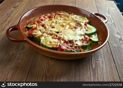 zucchini with cheese and tomatoes -F?r?nda K?ymal? Kabak.Turkish cuisine