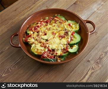 zucchini with cheese and tomatoes -F?r?nda K?ymal? Kabak.Turkish cuisine