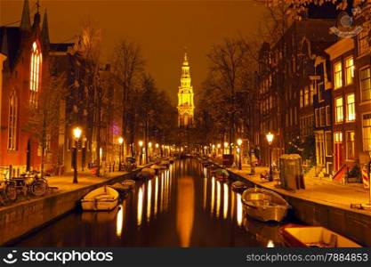 Zuiderkerk in Amsterdam the Netherlands at night