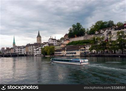 Zurich downtown across the river Limmat, Swiss