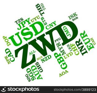Zwd Currency Indicating Worldwide Trading And Coin